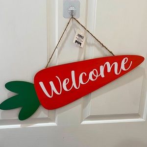 🐰 NEW! Large Easter Rustic Farmhouse Carrot Shaped Hanging Sign Wall Decor